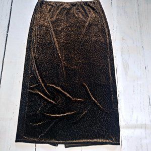 VINTAGE velvet leopard print midi skirt XL